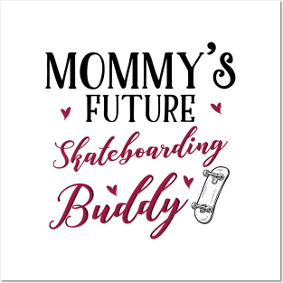 Skateboarding Mom and Baby Matching T-shirts Gift Posters and Art